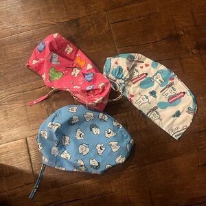 Colorful dental Print Drawstring scrub caps